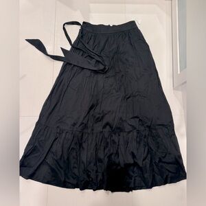 Ann Taylor Black Cotton Lined Maxi Skirt with Tie